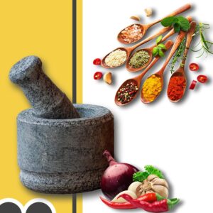 ural, Stone Mortar and Pestle Set for spices, Ural kallu/Idikallu/Okhli Masher for Kitchen/Khalbatta Stone, Natural & Traditional Grinder/Musal