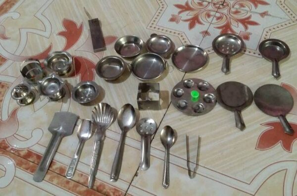 miniature kitchen set for kids, miniature kitchen toys, steel kitchen set for kids, miniature kitchen toys for girls, cooking set for kids, kids play set